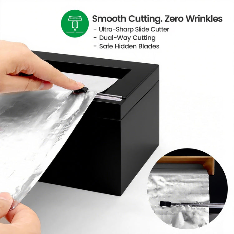12 Inch Bamboo Plastic Wrap Dispenser with Cutter