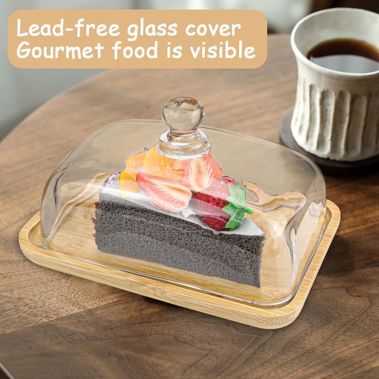 Crystal Clear Glass Butter Dish with Lid Butter Holder Container for Butter