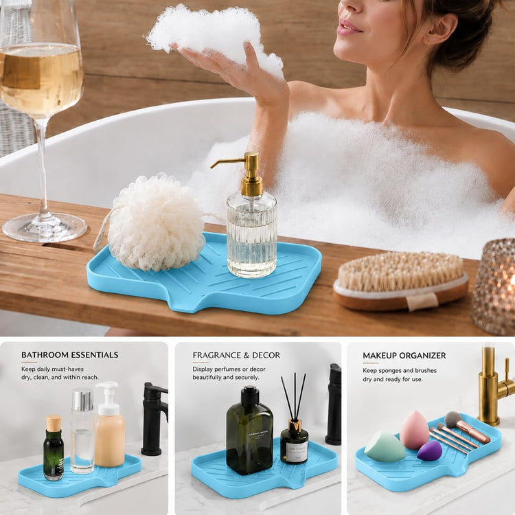 Silicone Soap Dish with Drain Spout