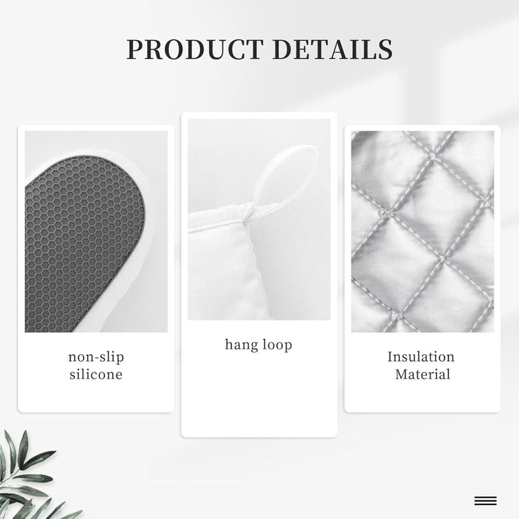Tropical Floral Flower Leaves Butterfly Oven Mitts and Pot Holders Set of 4 Silicone Kitchen Mitten Gloves and Non-Slip Potholders Set Heat Resistant Oven Gloves Hot Holders for Kitchen
