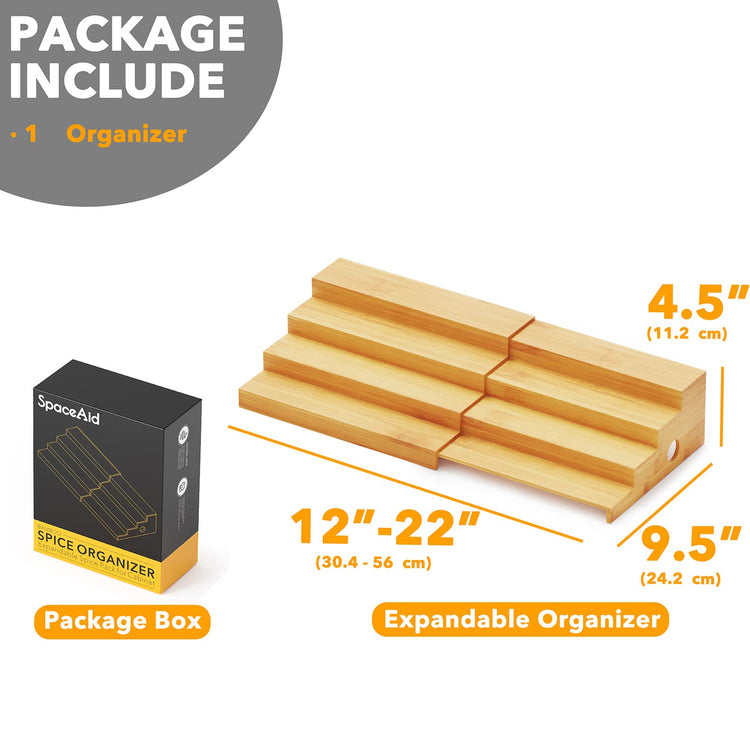 4 Tier Bamboo Spice Rack Organizer for Cabinet