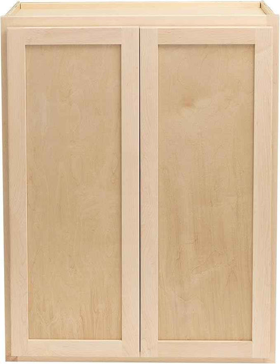 Quicklock RTA (Ready-to-Assemble) 42" Tall Wall Kitchen Cabinets - Shaker Style | 100% Hardwood | Made in America | Soft Close Hardware (Raw Maple, 12" D x 30" W x 42" H)