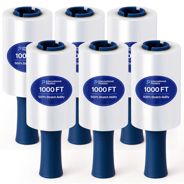 nternational Plastics Co. 6 Pack of 5'' Stretch Wrap with Rotating Handle