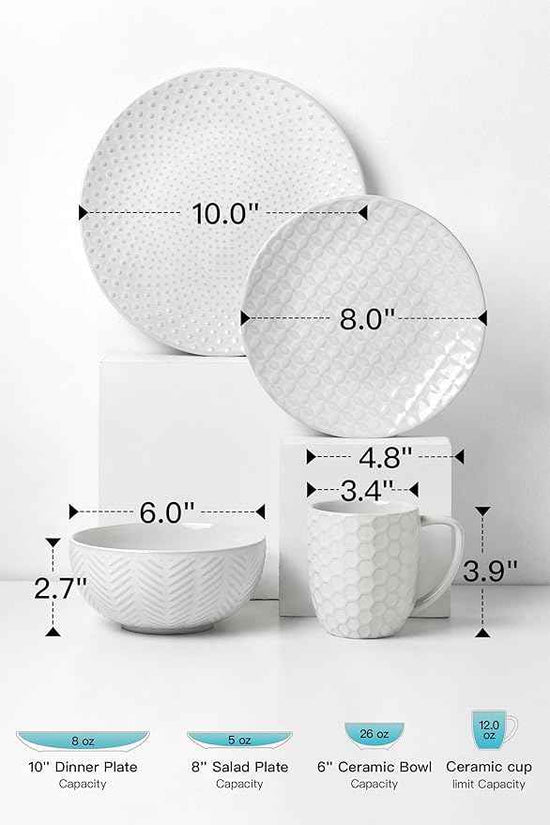 24-Piece Ceramic Dinnerware Set with Mugs,Complete Plates and Bowls Set for 6,Stylish Dish Set with Coffee Cups for Hosting, Families, & Gift Giving