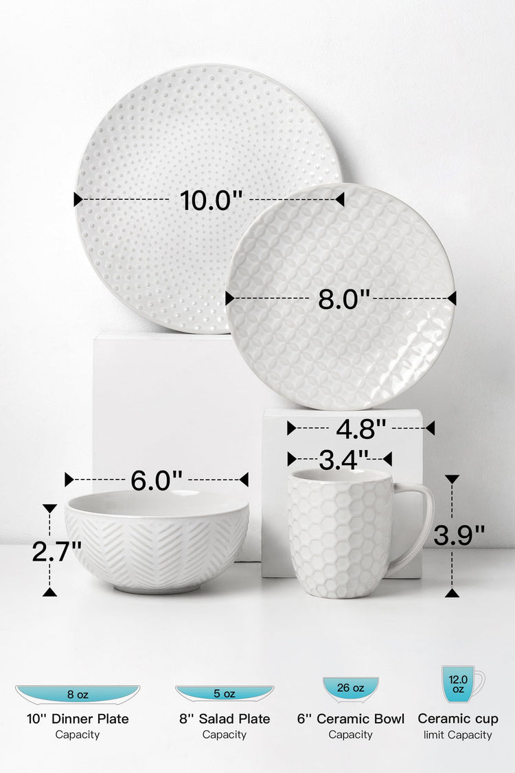 24 Piece Ceramic Dinnerware Set with Mugs (24 Count)