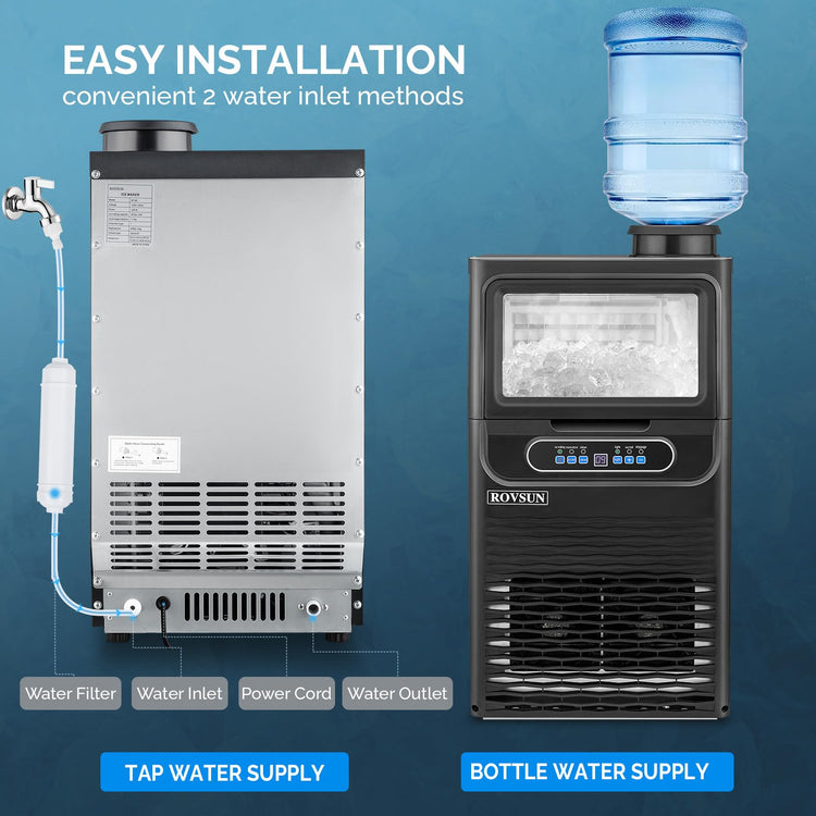 70LBS 24H Countertop Ice Maker with 2 Water Inlets & Appointment Function