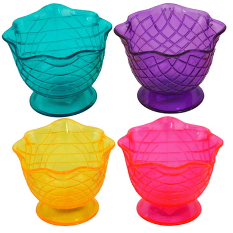 Set of 4 Ice Cream Dishes Waffle Cone Pattern in 4 Assorted Bright Summer Colors Ice Cream Social Ice Cream Party dishes Birthday Ice Cream dish (4 Count)
