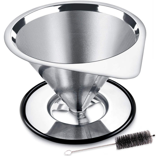 Pour Over Coffee Dripper Stainless Steel Coffee Filter Metal Cone Filter Paperless Reusable Coffee Filter Single Cup Coffee Maker 1
