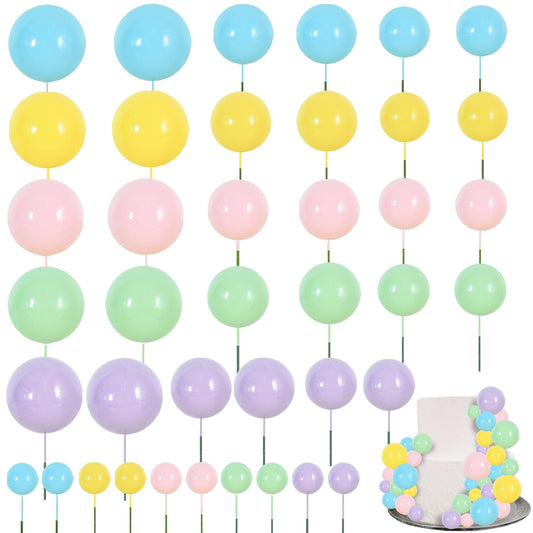 40 Pcs Foam Ball Cake Toppers with Sticks Mini Cake Decorations for Birthdays (40 Count)
