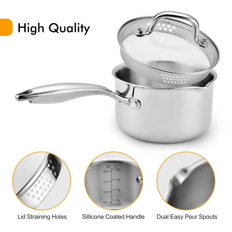 Stainless Steel Saucepan with Tempered Glass Lid