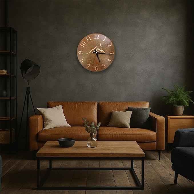 Handmade Pure Copper Wall Clock for Home Decoration, Decor Clock for Living Room, Bedroom and Kitchen, Rustic Decorative Mural Clock Art for Farmhouse (Rusty Landscape, 17.7)