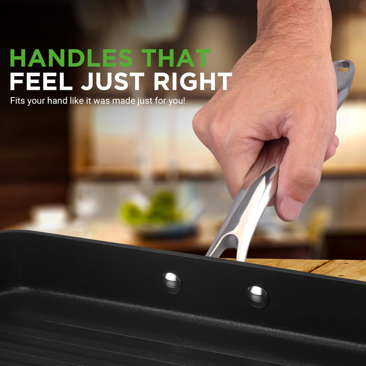 11" Non Stick Grill Pan for Indoor Cooking