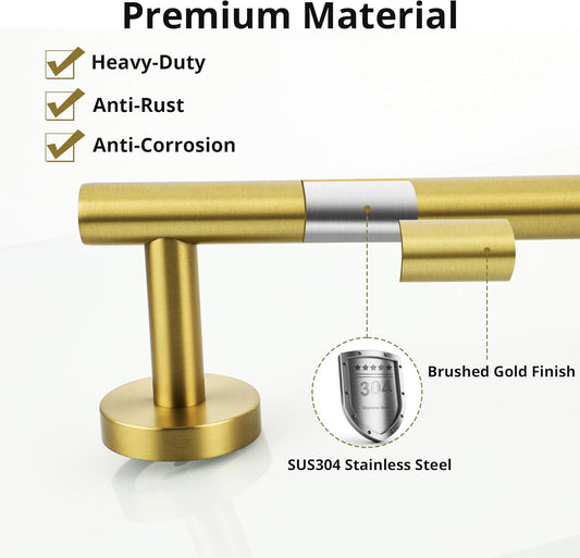 SAYAYO Towel Racks for Bathroom, 31.5 Inch Towel Bar Brushed Gold, Towel Rod Wall Mount, SUS304 Stainless Steel Towel Holder (29 Inch Total Length)