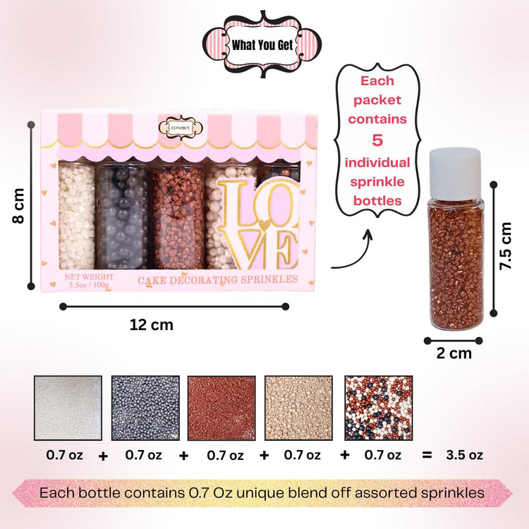 Sprinkles Confect Sprinkles for Cakes & Cupcakes Decoration Assorted pack of 5 Starry Night Mix Black (5 Ounce)