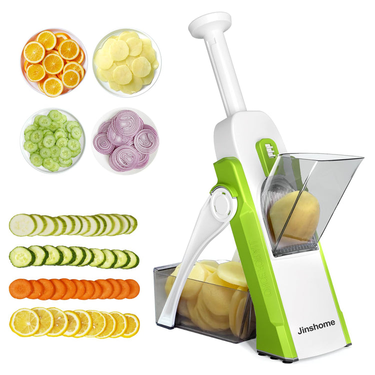 Upgraded Mandoline Slicer for Kitchen &Safe Vegetable Chopper 5 in 1 & Adjustable Mandoline Slicer