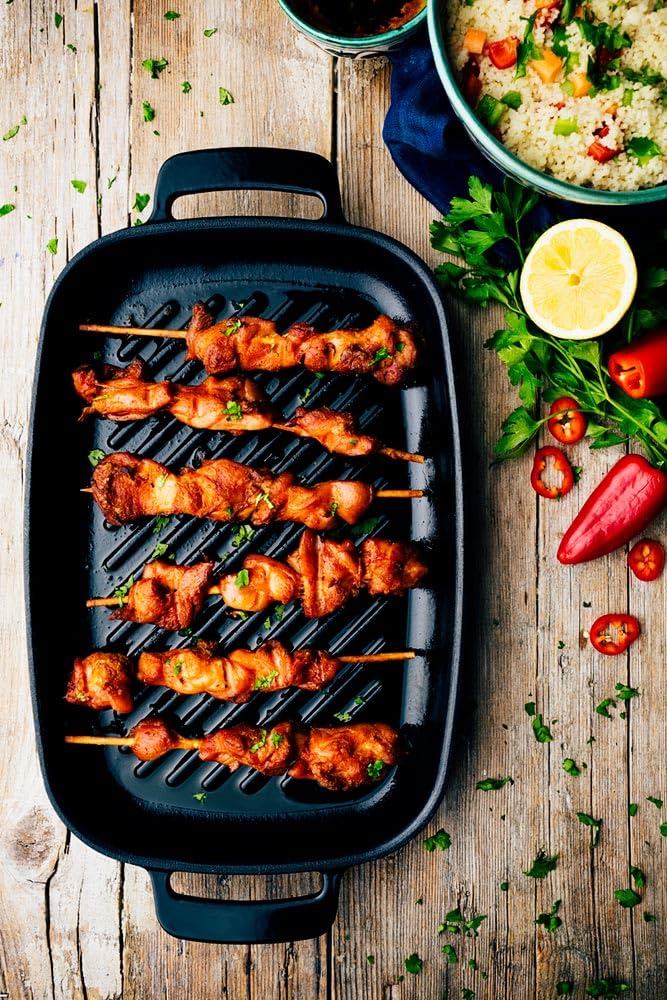 COOKWARE Efficient Iron Rectangular Ribbed Grill (2 Count)