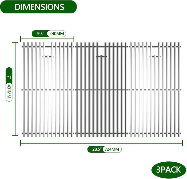 Grill Grate for Charbroil Tru Infrared 4 Burner 463242715 463242716 463276016 466242715 466242716 G533-0009-W1A, Grill Replacement Parts for Nexgrill 720-0882A BHG 720-0882, 17inch, Stainless Steel