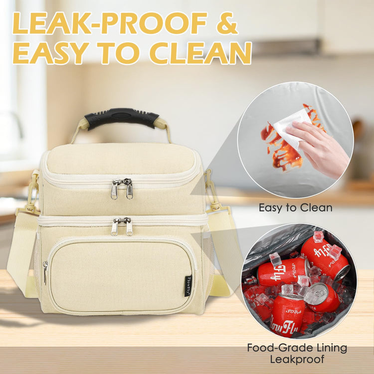 Double Layer Cooler Insulated Lunch Bag Adult Lunch Box Large Tote Bag for Men