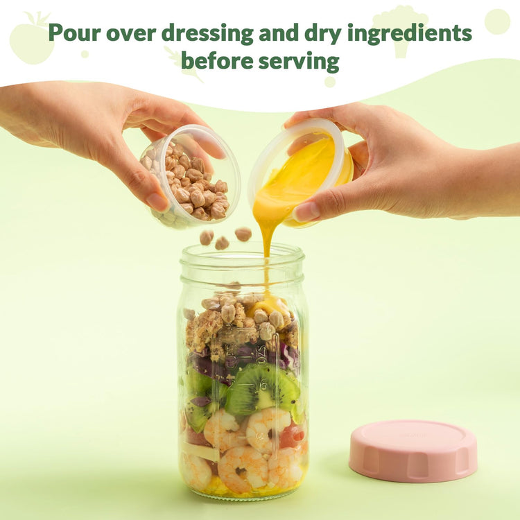 4 Pack Glass Salad Jars with Lids Meal Prep