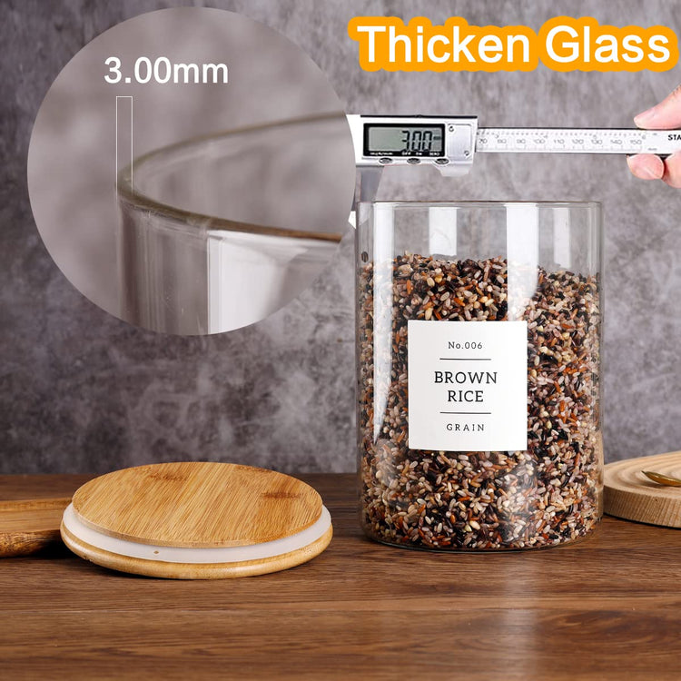 Large Glass Storage Jars With Airtight Bamboo Lid