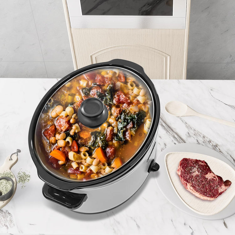 8 Quart Slow Cooker Oval Manual Pot Food Warmer with 3 Cooking Settings