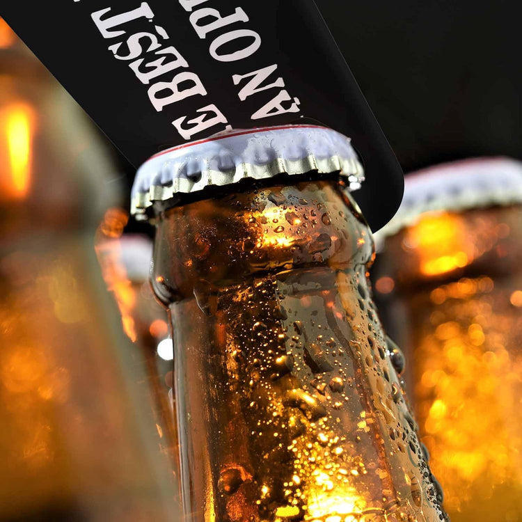 Black White Stainless Steel Bottle Opener The Best Beer Is An Open One Flat Beer Bottle Opener Keychain for Home Kitchen Bar Restaurant Party Birthday Gift