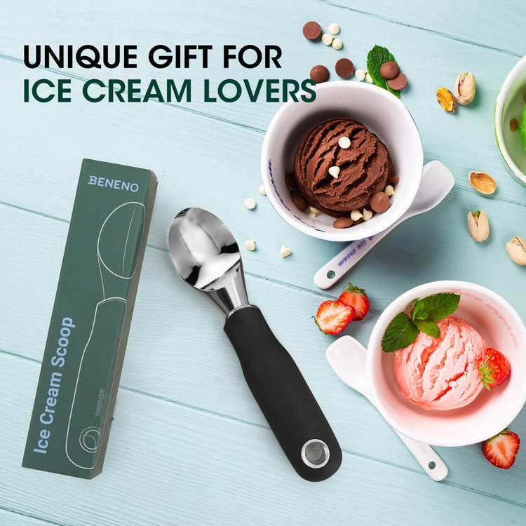 Premium Heavy Duty Ice Cream Scoop with Ergonomic Grip Handle