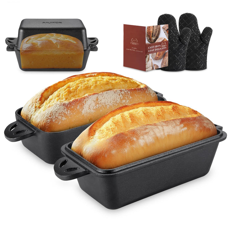 Cast Iron Loaf Pan with Lid 9x5 Inch (2 Count)