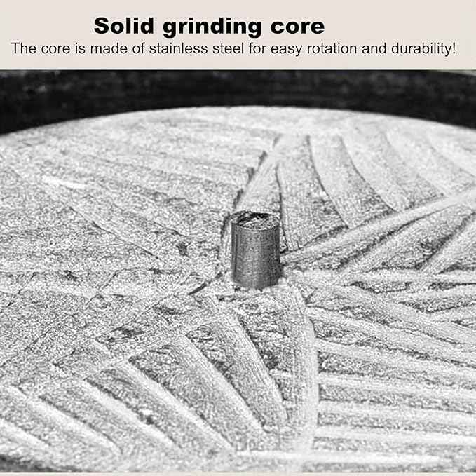 Handmade Stone Grain Mill, 7.9in Grinder with Stainless Steel Handle & Wooden Stand, Perfect for Home ing & Kitchen Use, Artisan Quali Mill