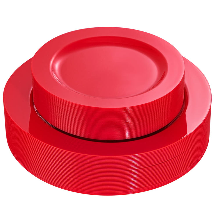 60PCS Red Plastic Plates (60 Count)