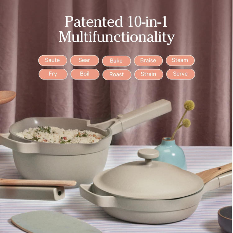 Our Place Mini Always Pan 2.0-8.5” (1.2 Qt) Nonstick, Toxin-Free Ceramic Cookware | Patented 10-in-1 Aluminum Frying & Sauté Pan | Safe for Oven, Induction & All Cooktops up to 450°F | Char - Nestoria