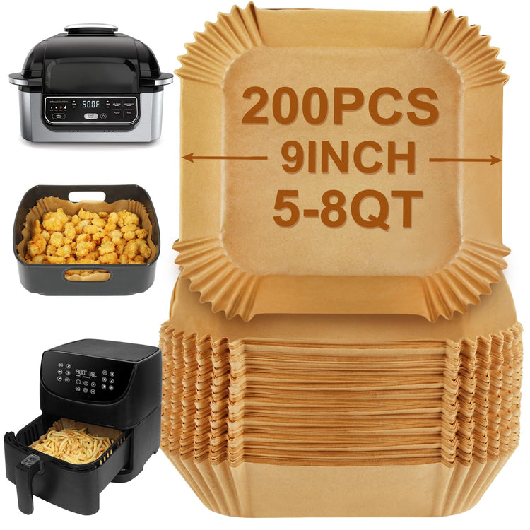 200PCS 9 Inch Disposable Air Fryer Liners for 5 to 8Qt Airfryer
