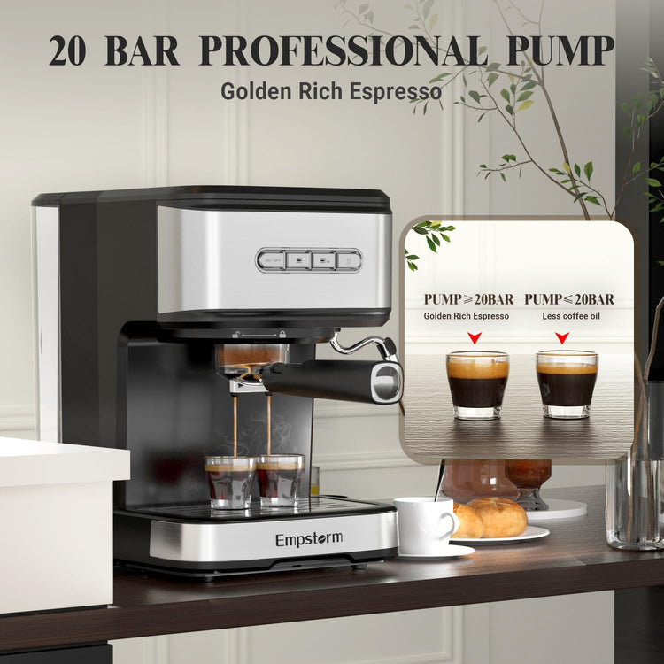 20 Bar Espresso Machine with Milk Frother Steam
