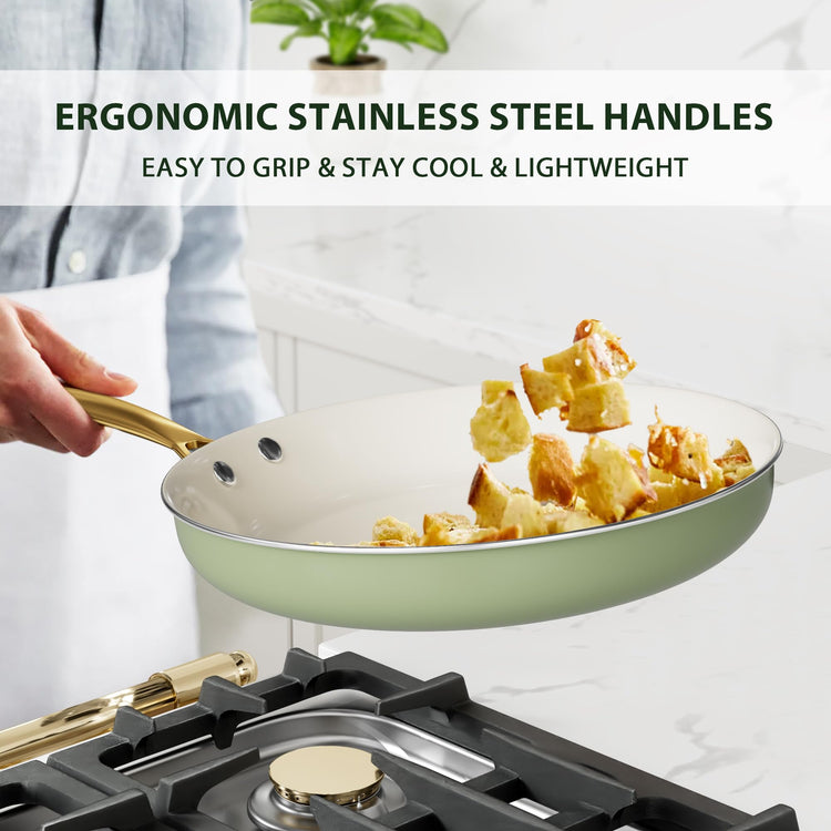 Pots and Pans Set Non Stick Ceramic Cookware Set with Utensils Set