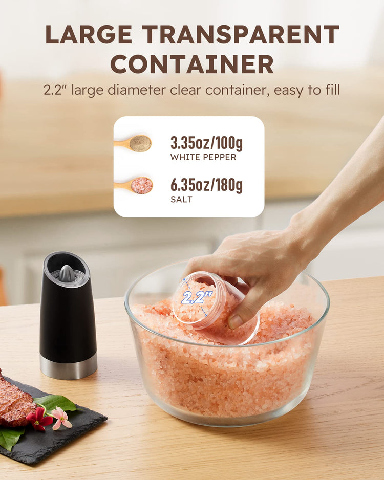 Gravity Electric Salt and Pepper Grinder Set Automatic Shakers Mill Grinder with LED Light