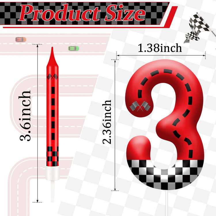 13PCS Racing Car Theme Birthday Candle Set with Checkered Flag Design (13 Count)