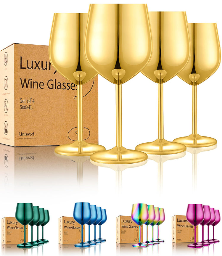 Unbreakable Stainless Steel Wine Glasses Set of 4 (4 Count)