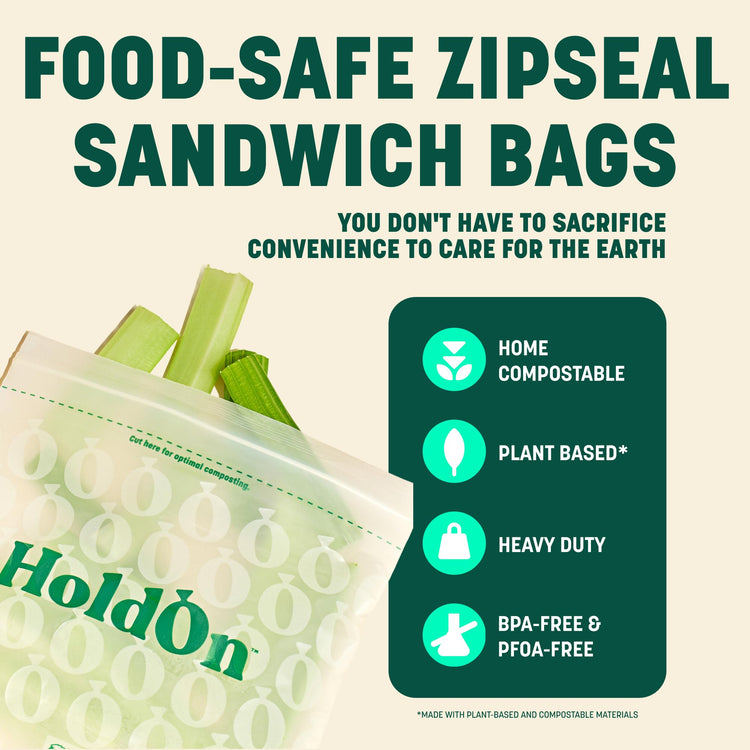 Compostable Zip Lock Sandwich Bags (100 Count)