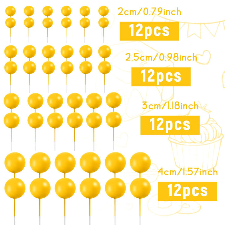 48 Pcs Yellow Cake Topper Decorations (48 Count)