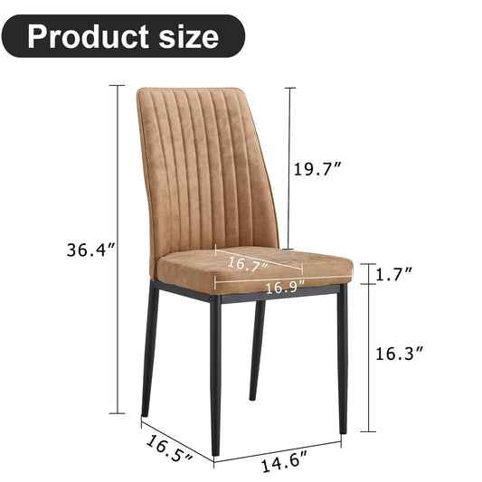 Modern Dining Chairs Set of 6 Kitchen Chairs Set Leathaire Fabric Chair with Metal Leg High Back Upholstered Chair for Dinner Room