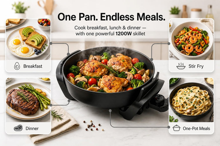 Round Electric Skillet with Lid