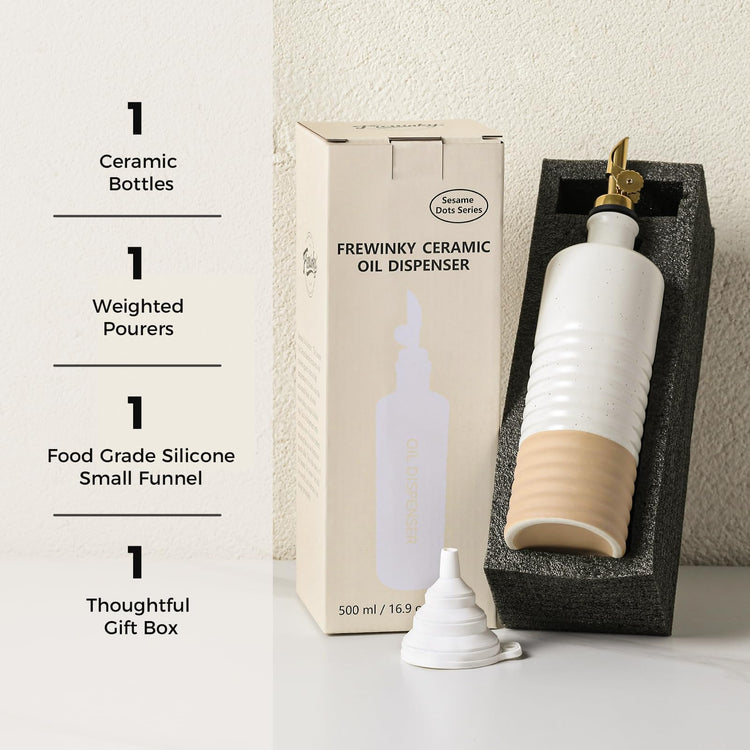 Ceramic Olive Oil Dispenser Bottle 16.9 oz with Pour Spout