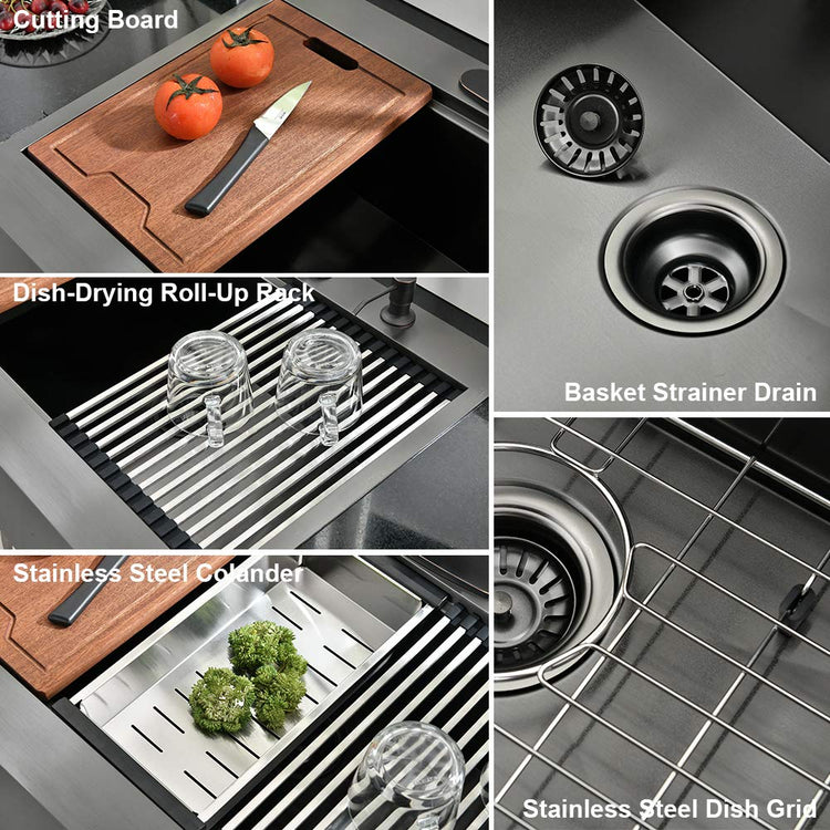 33 Inch Black Farmhouse Sink Workstation