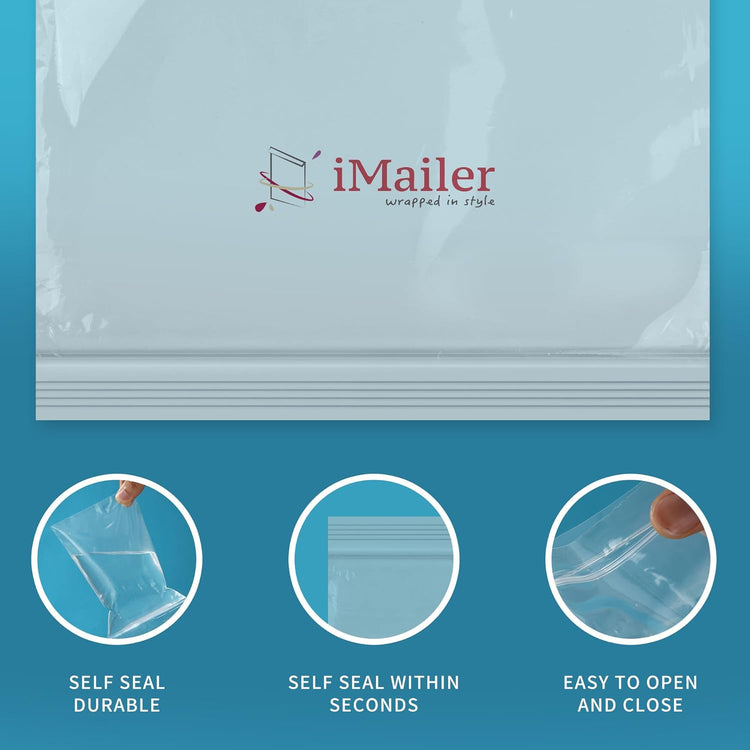 iMailer - 1000 Count - 13" x 15" Clear Reclosable Zip Plastic Poly Bags - 2 Gallon Zip Bags for Clothing, T-Shirts, Pants