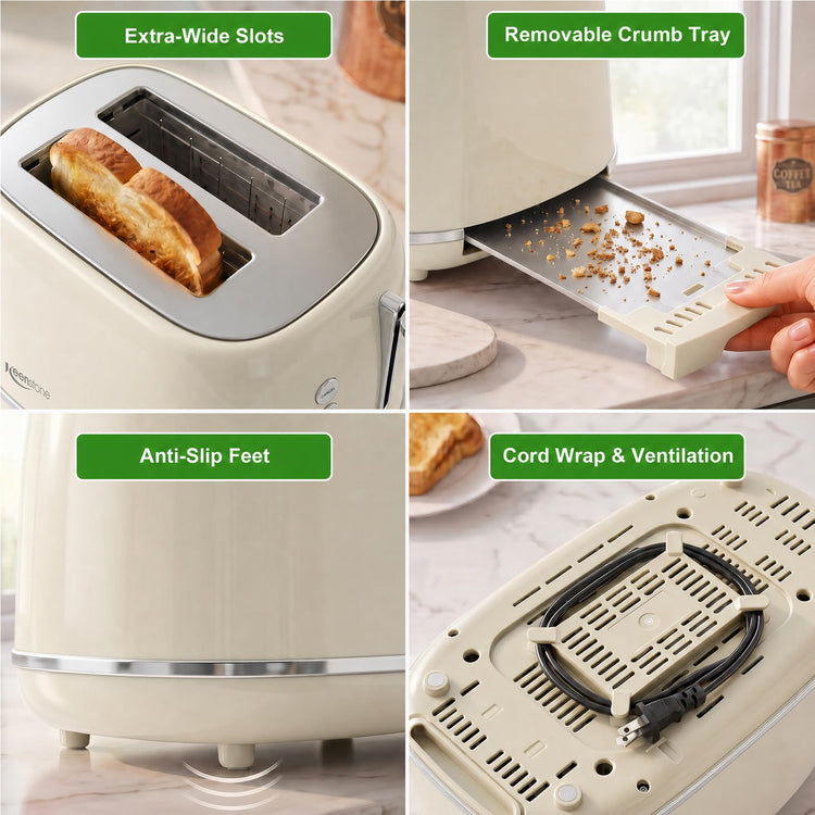 Toasters 2 Slice Retro Stainless Steel Toasters with Bagel