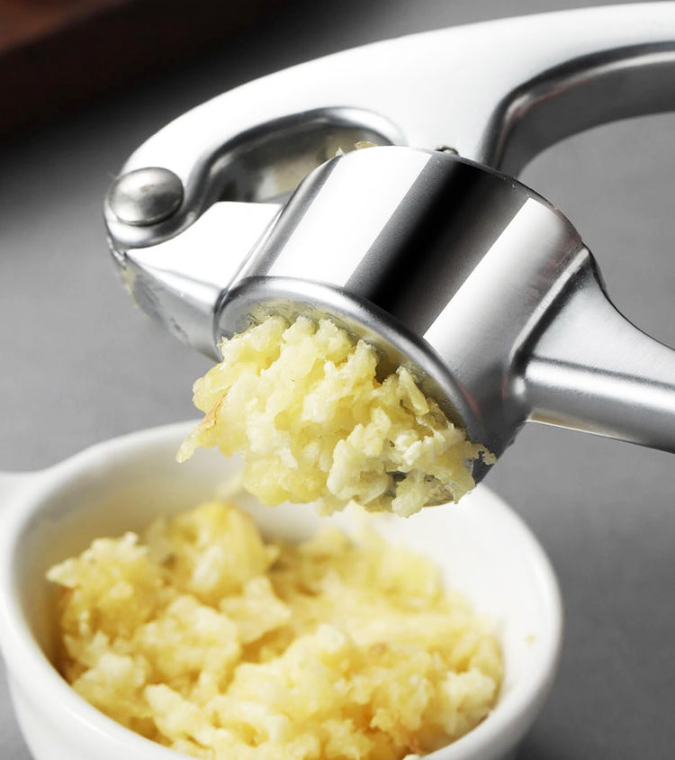 Stainless Steel Garlic Press Set Silicone Garlic Peeler & Brush