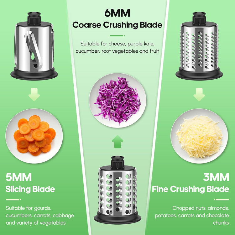Slicer Shredder Attachment for KitchenAid Stand Mixer, Cheese Grater for KitchenAid Mixer, Salad Maker Accessory, Cheese Grater with 3 Blades, Attachment for Kitchenaid Mixers