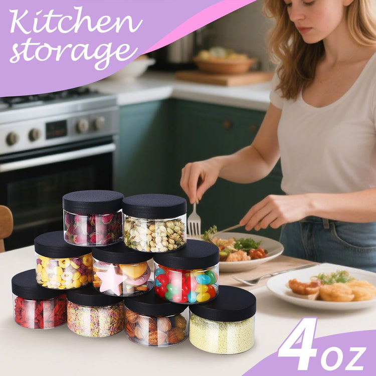 72 PCS 4 OZ Plastic Jars with Screw On Lids