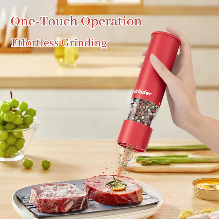 Electric Salt and Pepper Grinder Set, USB Rechargeable Adjustable Coarseness Automatic Salt Pepper Mill Shakers/Grinder Kitchen Spice Mill for Outdoor, Home Chefs Idea for New House Warming Gifts ﻿