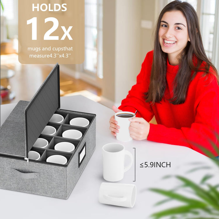 Mug Storage Box with Dividers